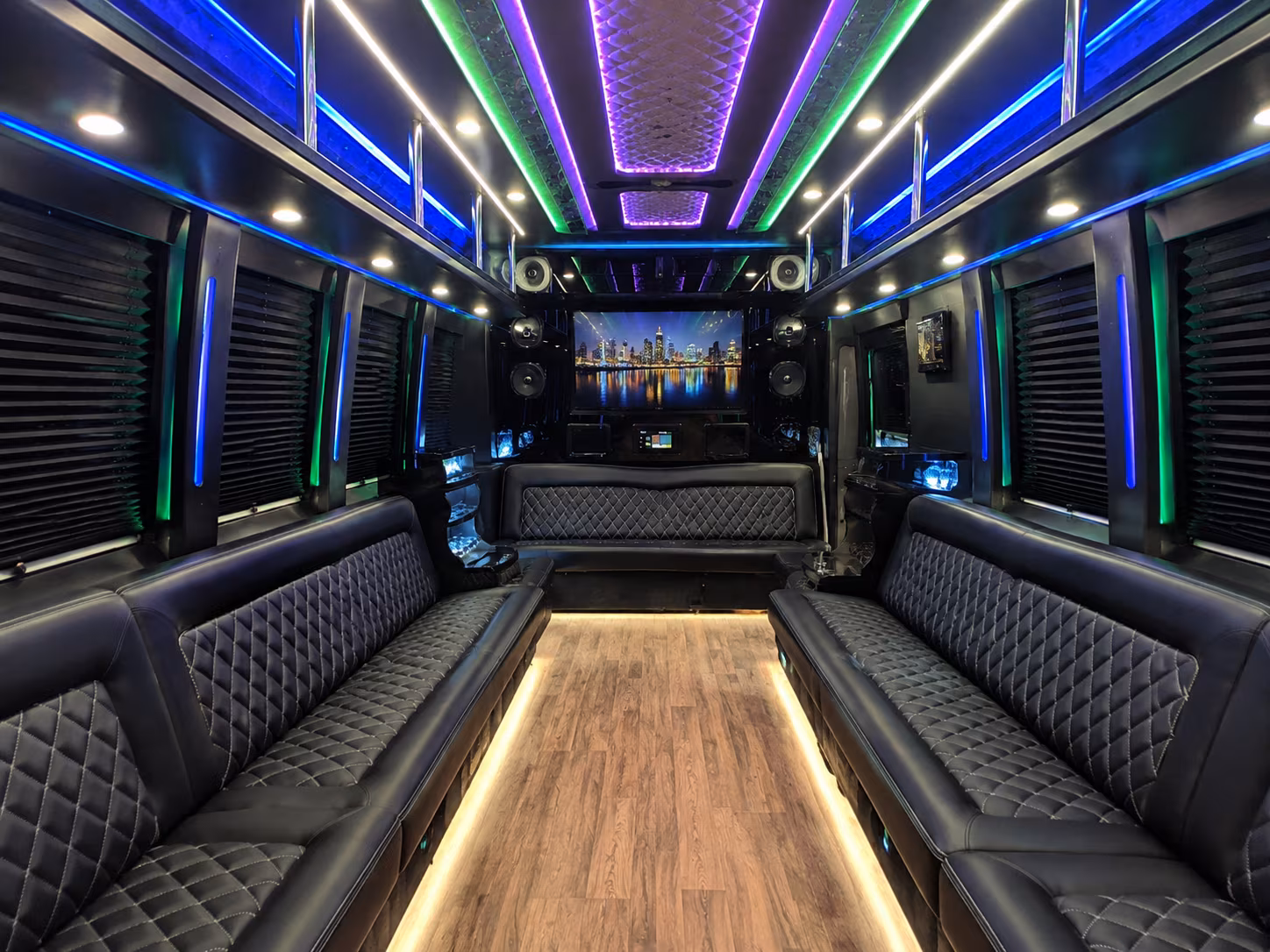 yucaipa 25 passenger party bus interior