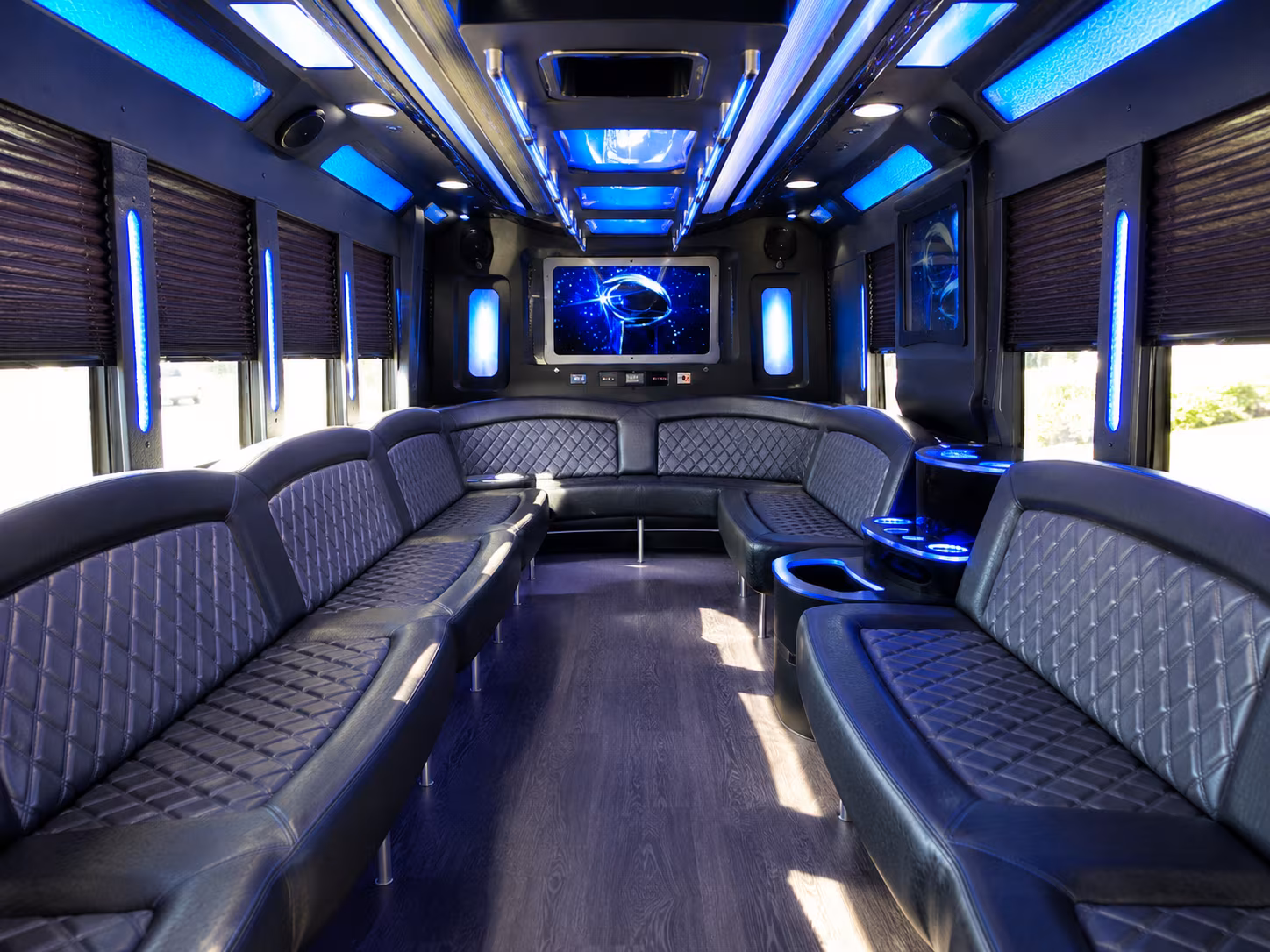 yucaipa 28 passenger party bus inside