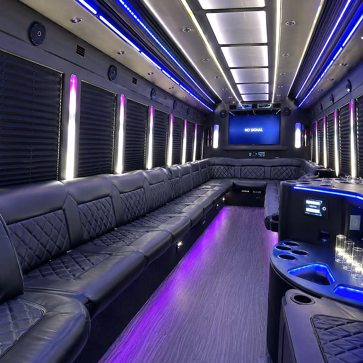 yucaipa 30 passenger party bus inside