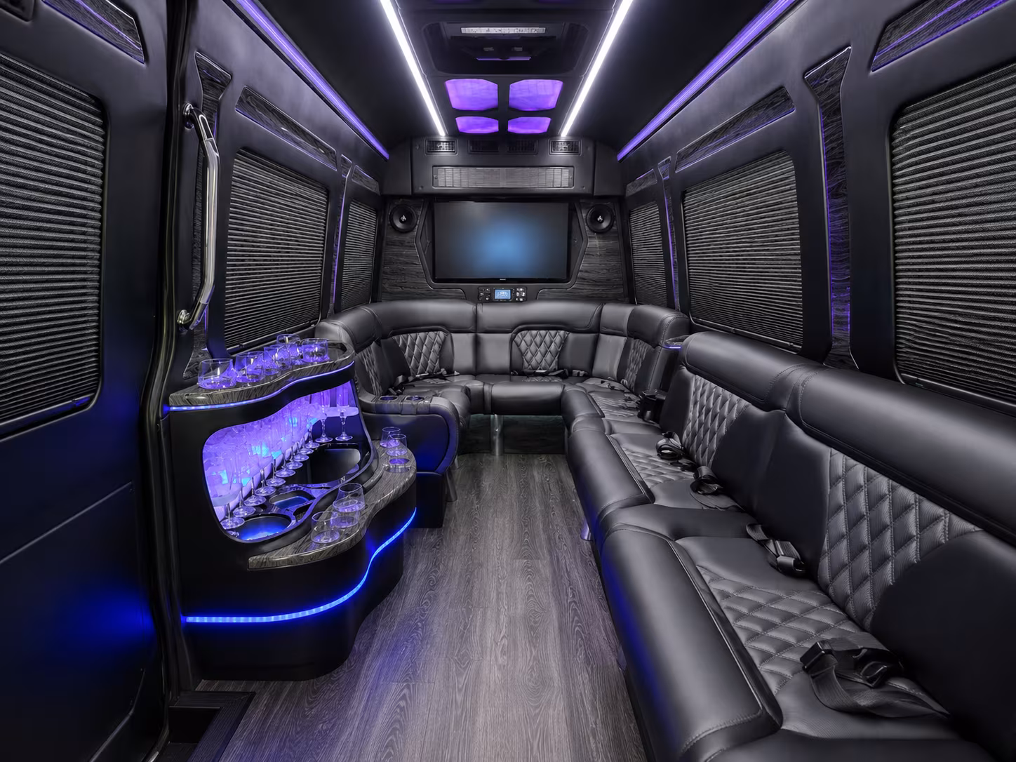 yucaipa 40 passenger party bus inside