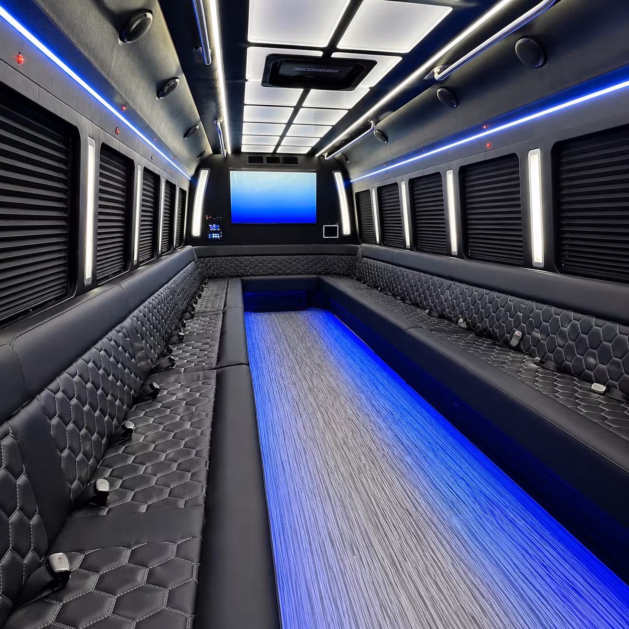 yucaipa 50 passenger party bus inside